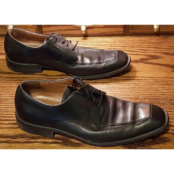 Perry Ellis Portfolio Style Square Toe Black Dress Shoes 10.5 M Lace Up Oxfords - Picture 6 of 12